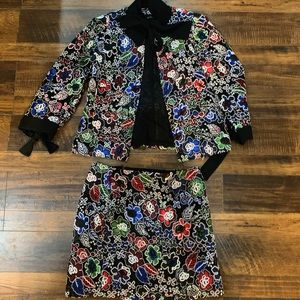Zara Multi-Colored Lace Blazer & Skirt